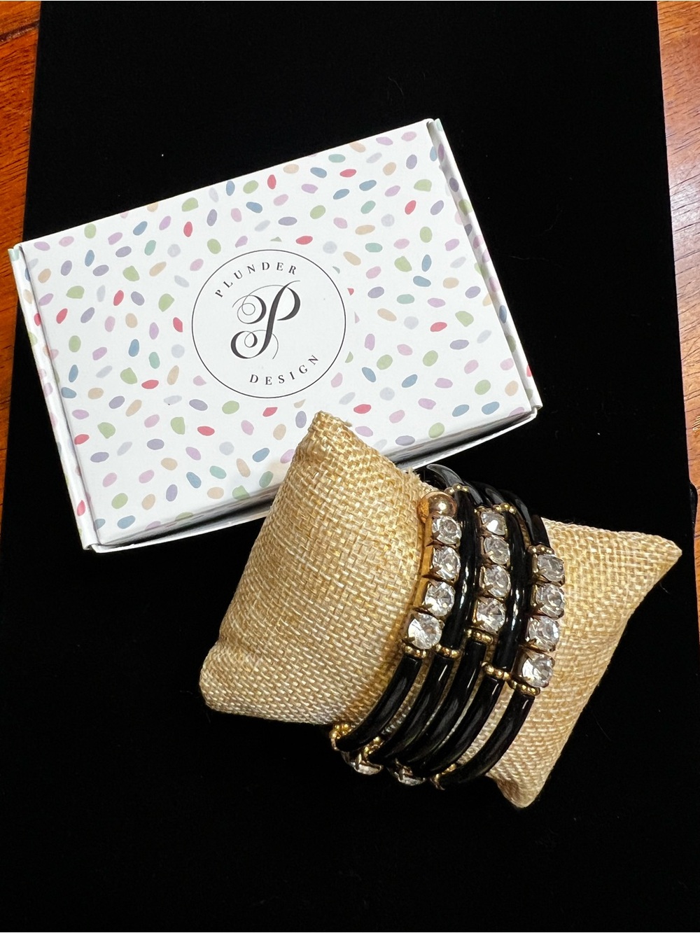 Plunder Black and Gold Crystal Wrapped Cuff Bracelet